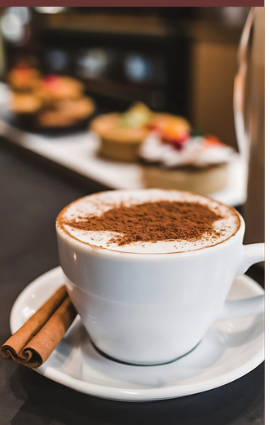 Cappuccino La Vie servido com canela